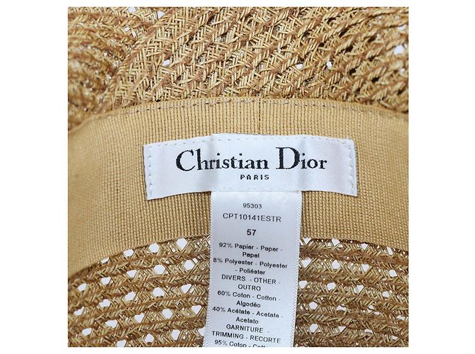 Christian Dior D-Wave Dioriviera Strohhut mit Krempe, Braun, Blau - Ansicht 5