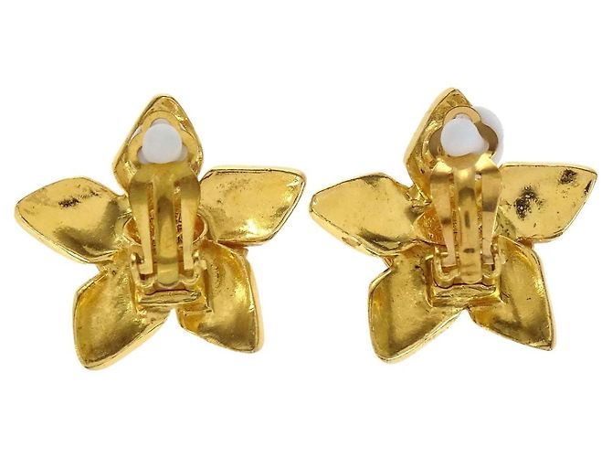Chanel Vintage CC Flower Clip-On Metallo Texture - vista 2