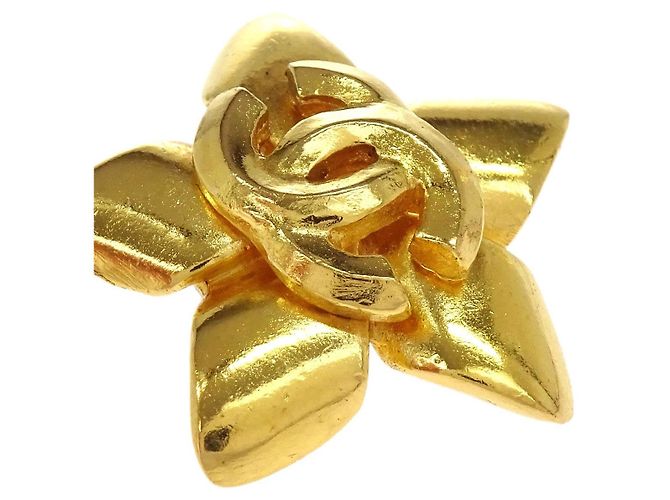 Chanel Vintage CC Flower Clip-On Metallo Texture - vista 3