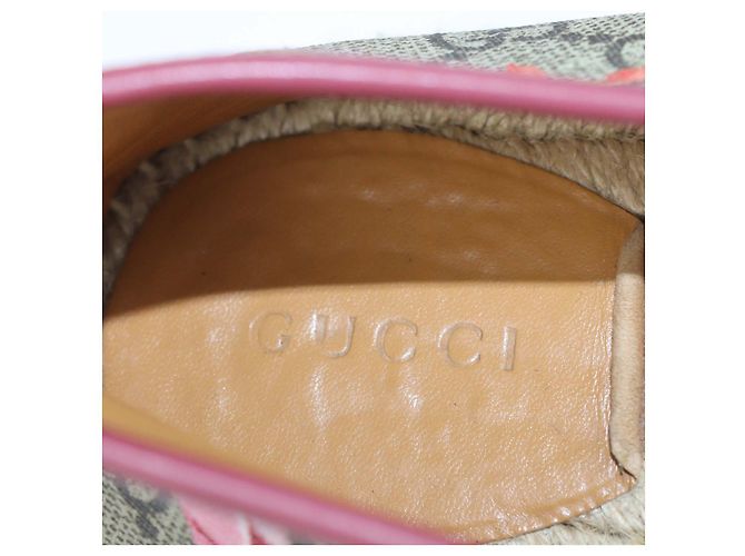 Gucci Espadrillas Basse Blooms in Tela GG Rosa e Beige - vista 6