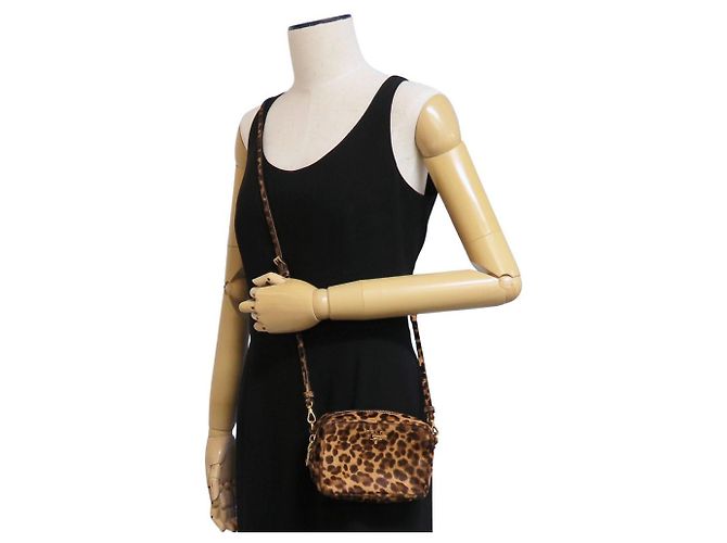 Prada Mini Borsa a Tracolla 1N1674 Cavallino Stampa Leopardata Marrone - vista 19