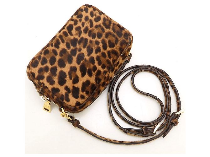 Prada Mini Borsa a Tracolla 1N1674 Cavallino Stampa Leopardata Marrone - vista 5