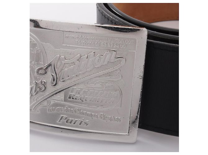 Cintura standard in pelle nera Louis Vuitton - vista 9