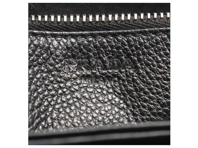 Prada Triangle Logo Black Leather Long Wallet - view 4