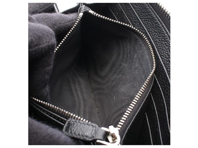 Prada Triangle Logo Black Leather Long Wallet - view 5