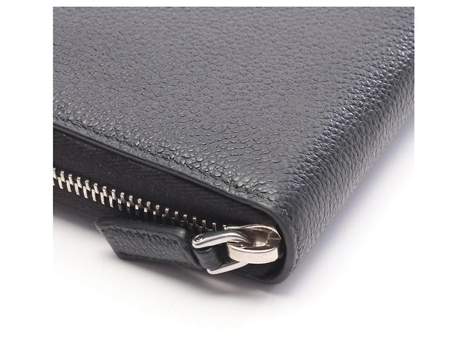 Prada Triangle Logo Black Leather Long Wallet - view 6