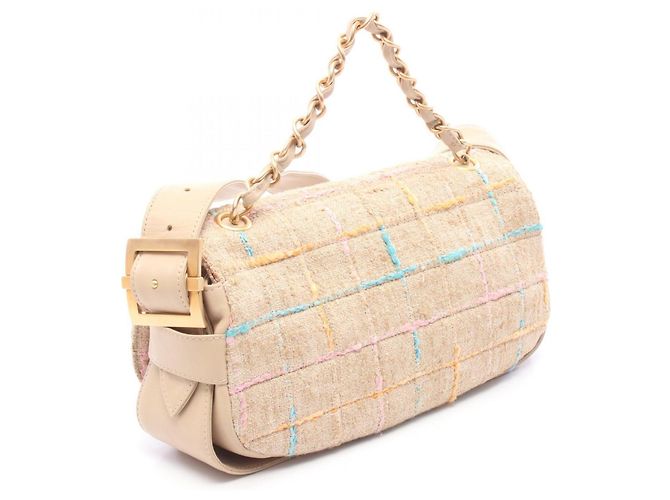Borsa Chanel 2.55 Beige Pelle e Tessuto - vista 2