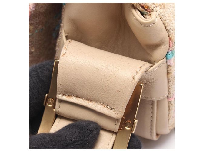Borsa Chanel 2.55 Beige Pelle e Tessuto - vista 7