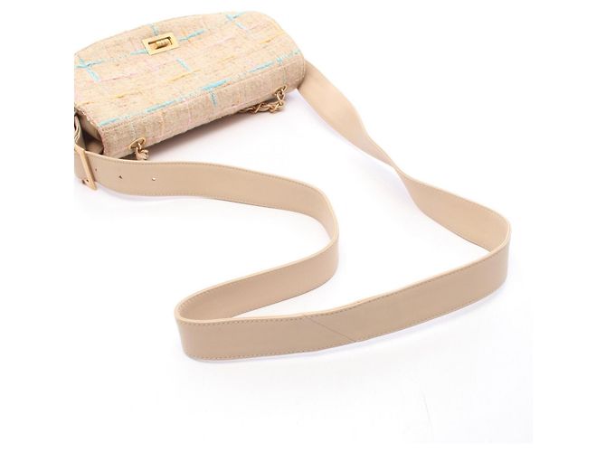 Borsa Chanel 2.55 Beige Pelle e Tessuto - vista 8