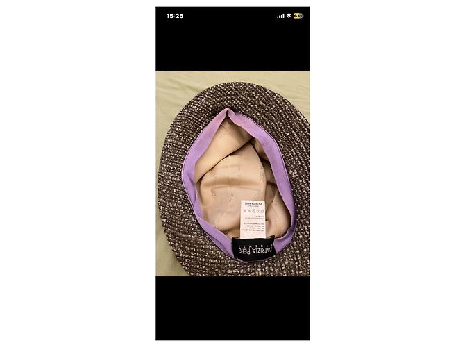 Cappello Patrizia Pepe in tweed marrone e beige con dettaglio in pelle - vista 4