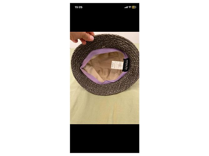Cappello Patrizia Pepe in tweed marrone e beige con dettaglio in pelle - vista 6