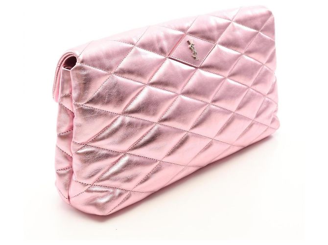Clutch in pelle rosa Yves Saint Laurent - vista 2