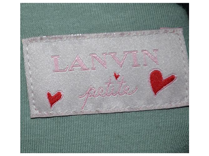 Lanvin Abito Corto in Cotone Verde con Pizzo Nero - vista 5