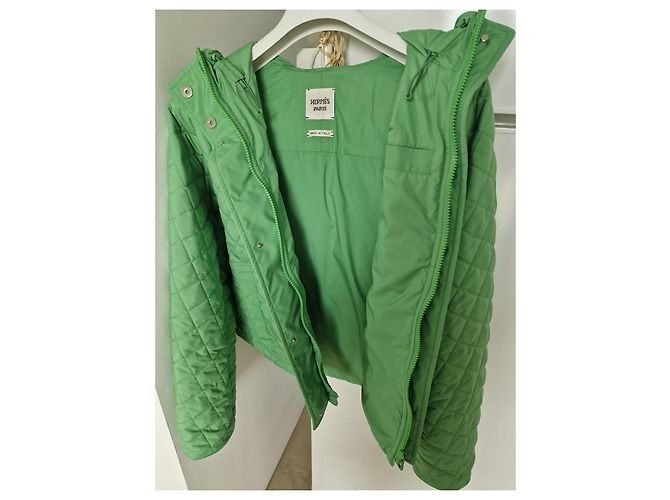 Hermès Plume Green Quilted Jacket with Hood - view 4