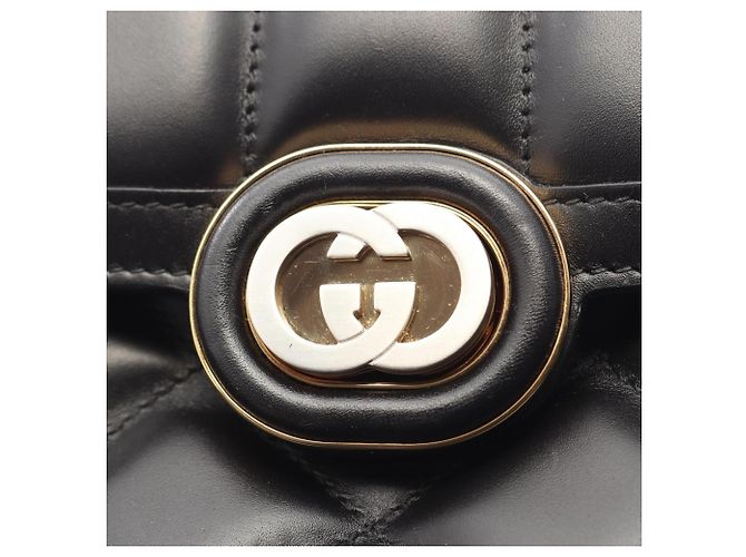 Borsa a tracolla Gucci in pelle nera - vista 8