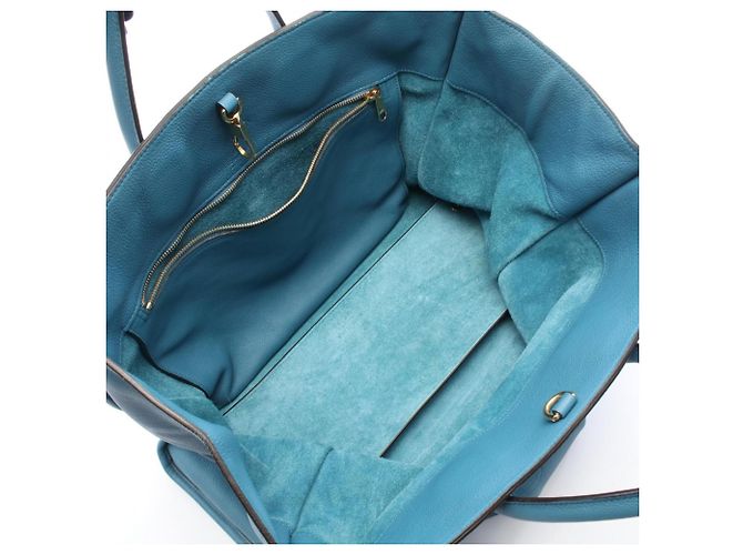Sac cabas Gucci en cuir bleu - vue 3