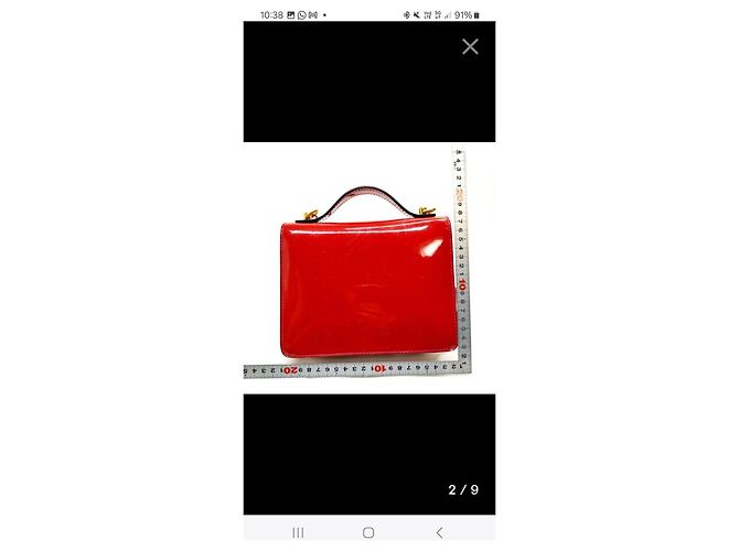 mala Louis Vuitton Monceau BB Vernis Vermelha - vista 11