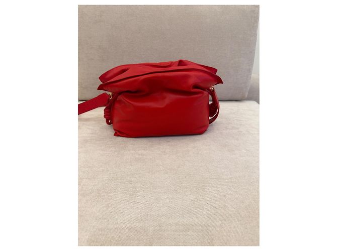 Loewe Flamenco Mini Borsa Secchiello Pelle Rossa - vista 2