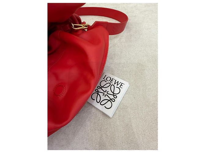 Loewe Flamenco Mini Borsa Secchiello Pelle Rossa - vista 6
