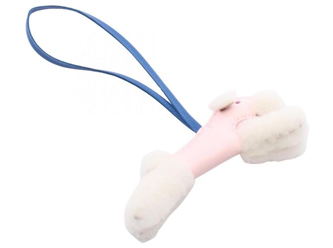 Charm Hermès Buddy Blu Rosa Crema Pelle - vista 2