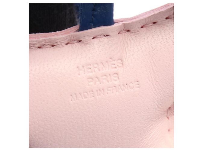 Charm Hermès Buddy Blu Rosa Crema Pelle - vista 3