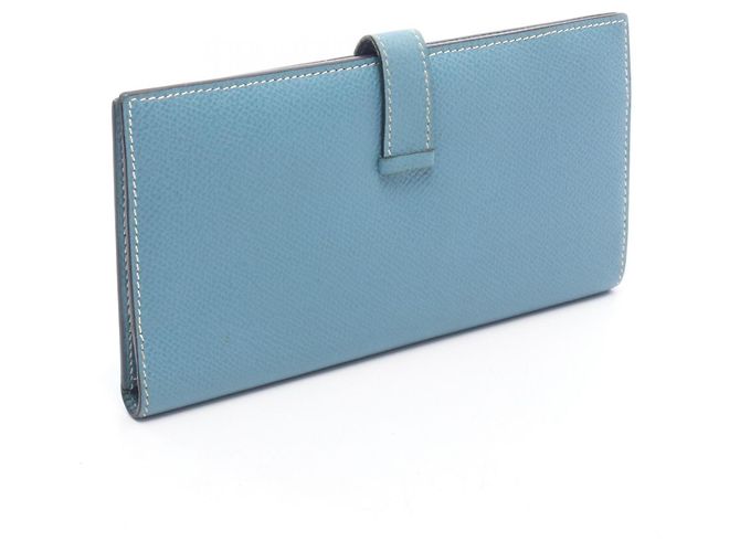 Hermès Portafoglio lungo bi-fold Hermes Bearn Classic Blue Jean - vista 2