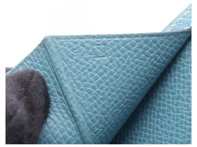 Hermès Portafoglio lungo bi-fold Hermes Bearn Classic Blue Jean - vista 6