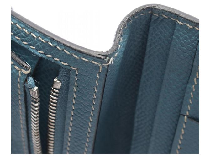 Hermès Portafoglio lungo bi-fold Hermes Bearn Classic Blue Jean - vista 7