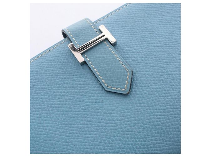 Hermès Portafoglio lungo bi-fold Hermes Bearn Classic Blue Jean - vista 8