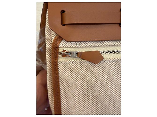 Hermès Herbag 20 Mini Bolso de Lona y Cuero Marrón - vista 10