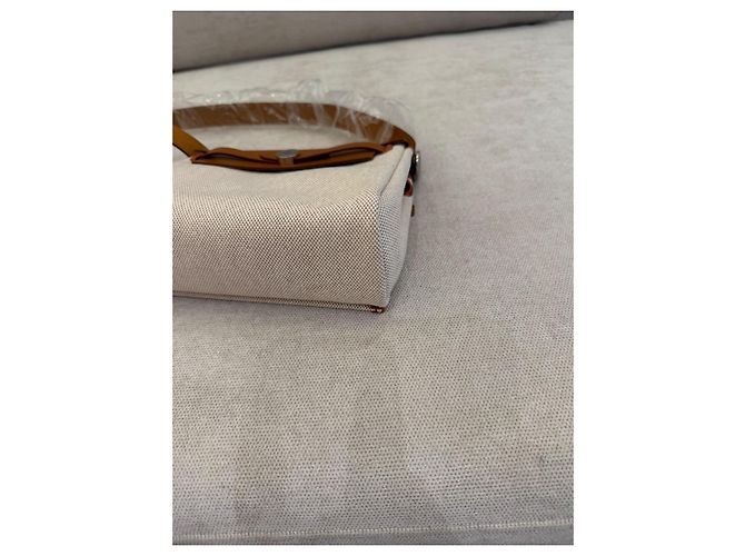Hermès Herbag 20 Mini Bolso de Lona y Cuero Marrón - vista 5