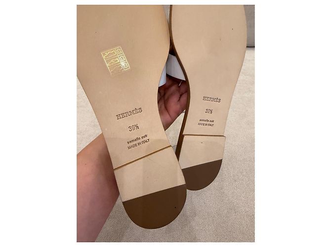 Hermès Santorini White Leather Sandals - view 6