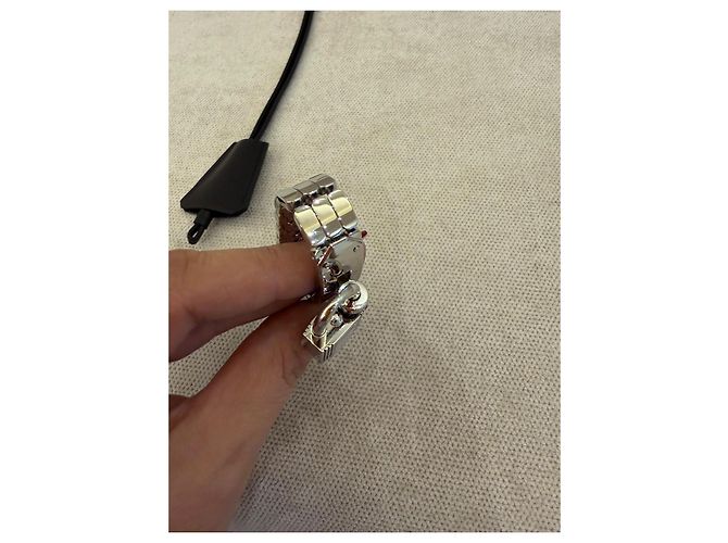 Orologio Hermès Kelly in Acciaio Argentato Quadrante Bianco - vista 3