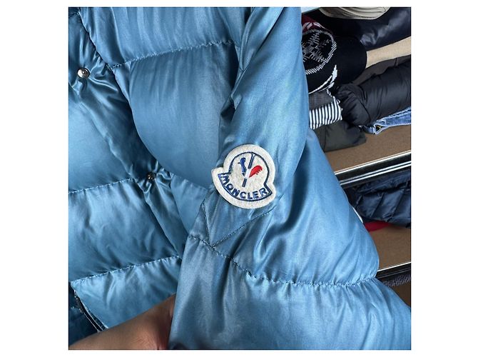 Giacca Piumino Moncler Vintage 90s Blu & Rossa Taglia 3 / L - vista 11