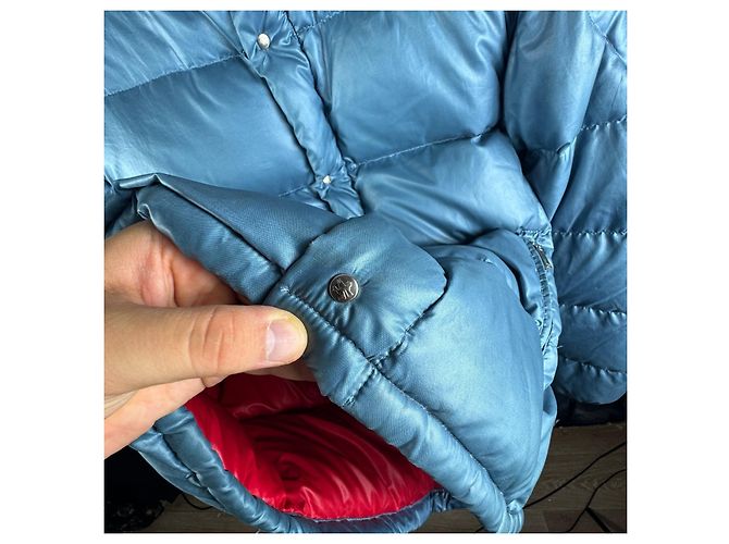 Giacca Piumino Moncler Vintage 90s Blu & Rossa Taglia 3 / L - vista 12