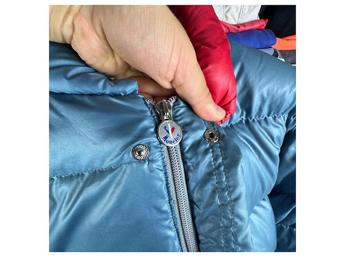 Giacca Piumino Moncler Vintage 90s Blu & Rossa Taglia 3 / L - vista 13