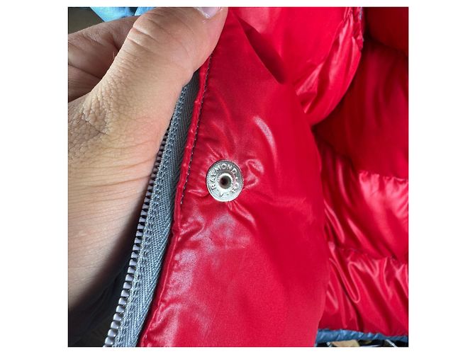Giacca Piumino Moncler Vintage 90s Blu & Rossa Taglia 3 / L - vista 15