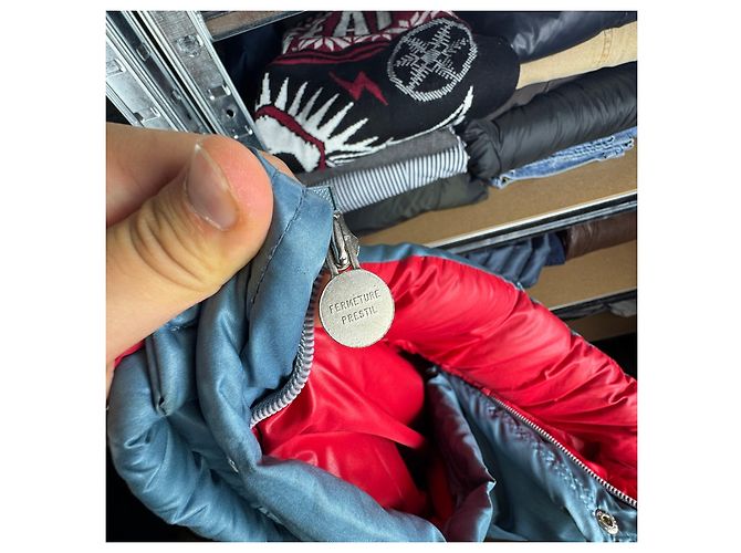 Giacca Piumino Moncler Vintage 90s Blu & Rossa Taglia 3 / L - vista 19