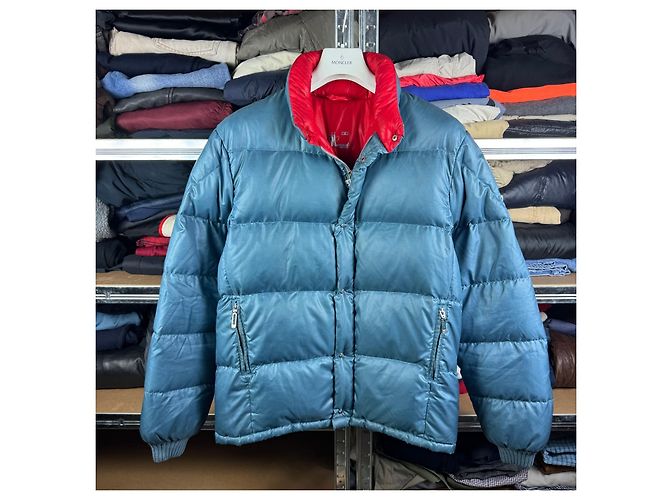 Giacca Piumino Moncler Vintage 90s Blu & Rossa Taglia 3 / L - vista 2