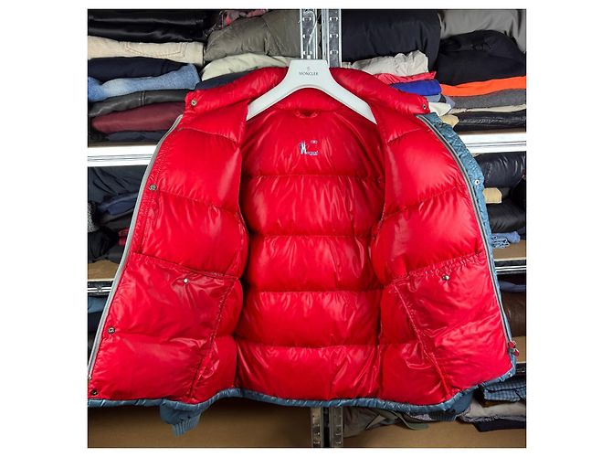 Giacca Piumino Moncler Vintage 90s Blu & Rossa Taglia 3 / L - vista 4