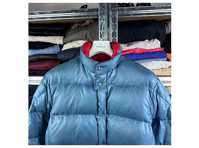 Giacca Piumino Moncler Vintage 90s Blu & Rossa Taglia 3 / L - vista 9