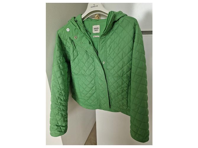 Hermès Giacca Trapuntata Verde Tela Plume - vista 3