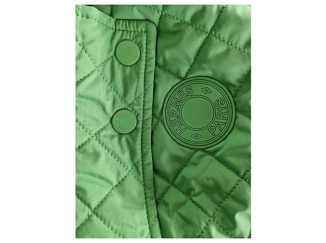 Hermès Giacca Trapuntata Verde Tela Plume - vista 6