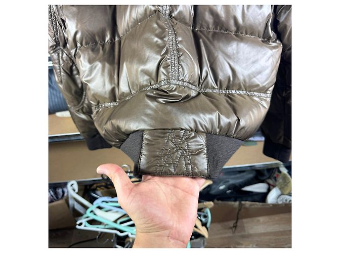 Moncler Columbus Brown Puffer Jacke für Herren Leder-Logo Größe 3 / M-L - Ansicht 10