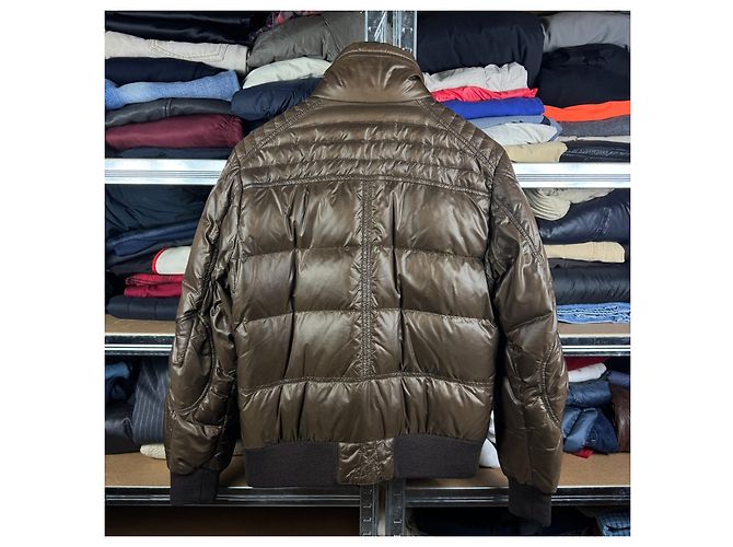 Moncler Columbus Brown Puffer Jacke für Herren Leder-Logo Größe 3 / M-L - Ansicht 3