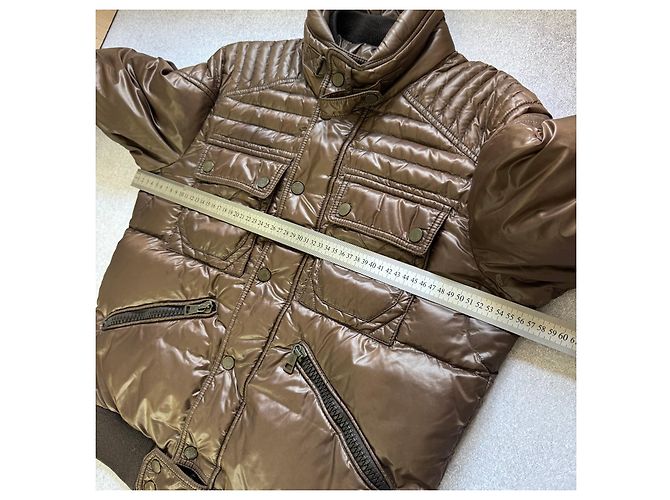 Moncler Columbus Brown Puffer Jacke für Herren Leder-Logo Größe 3 / M-L - Ansicht 5