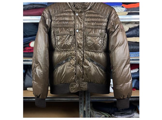 Moncler Columbus Brown Puffer Jacke für Herren Leder-Logo Größe 3 / M-L - Ansicht 8