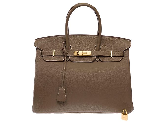 Hermès HERMES Birkin 35 Tasche aus Étoupe Leder - 104028 - Ansicht 3