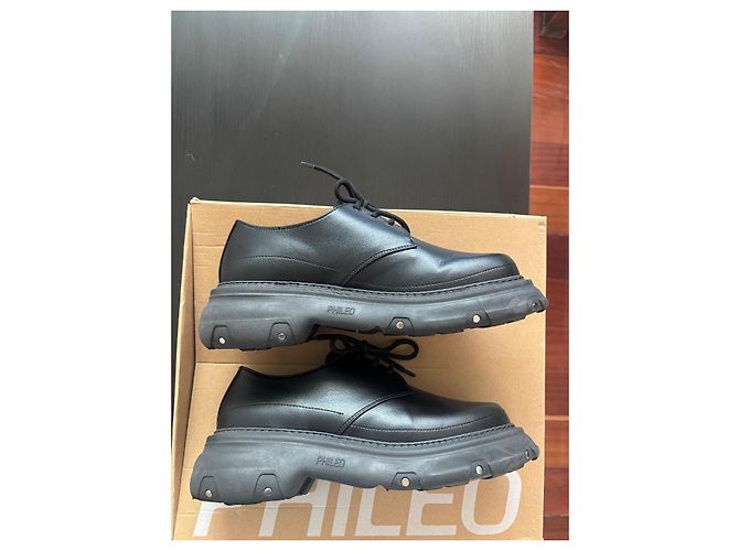Autre Marque PHILEO Sapatos Derby em pele de maçã preta - vista 2