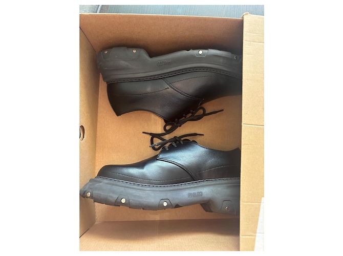Autre Marque PHILEO Sapatos Derby em pele de maçã preta - vista 4